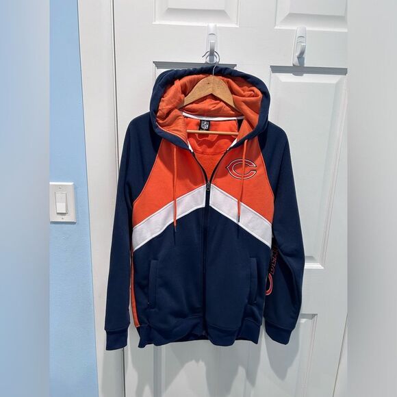 New NFL Men's Chicago Bears Navy/Orange Full-Zip Hoodie Size S - Picture 3 of 7